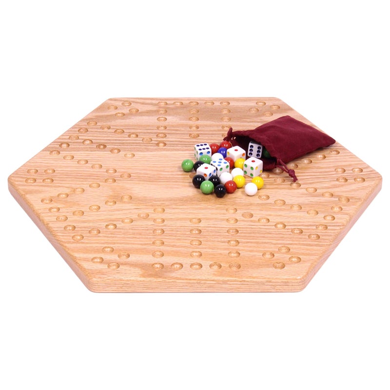 AmishToyBox.com Wooden Wahoo Marbles Game Board Set, Unpainted Holes, 16" Wide - Image 2